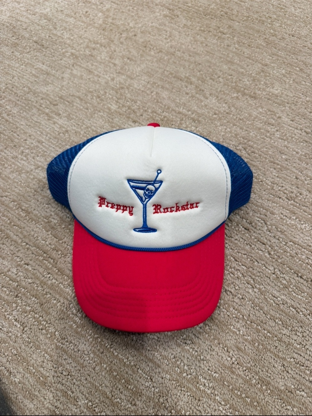 White, Blue & Red 'Preppy Rockstar' Trucker Hat